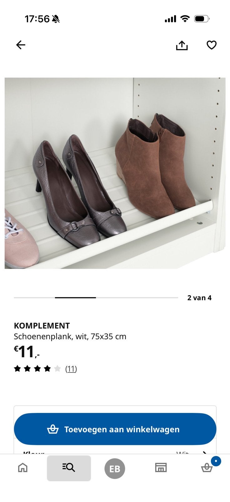 Ikea schoenenplank voor Pax 75cm (wit), Ophalen, 50 tot 100 cm, Zo goed als nieuw, Minder dan 100 cm