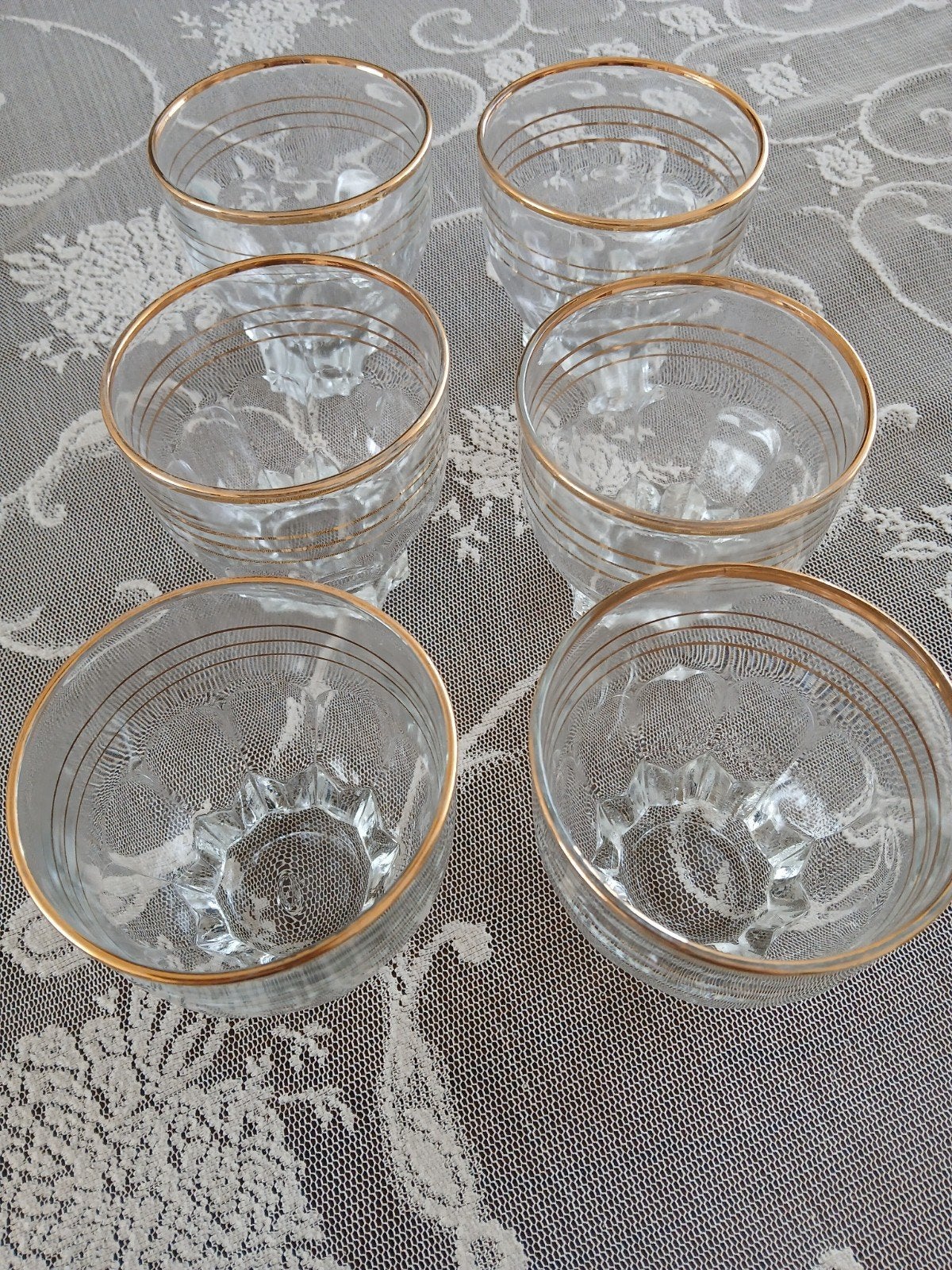6 vintage Franse glazen dessertschaaltjes, Verzamelen, Glas en Borrelglaasjes, Ophalen of Verzenden, Zo goed als nieuw, Overige typen