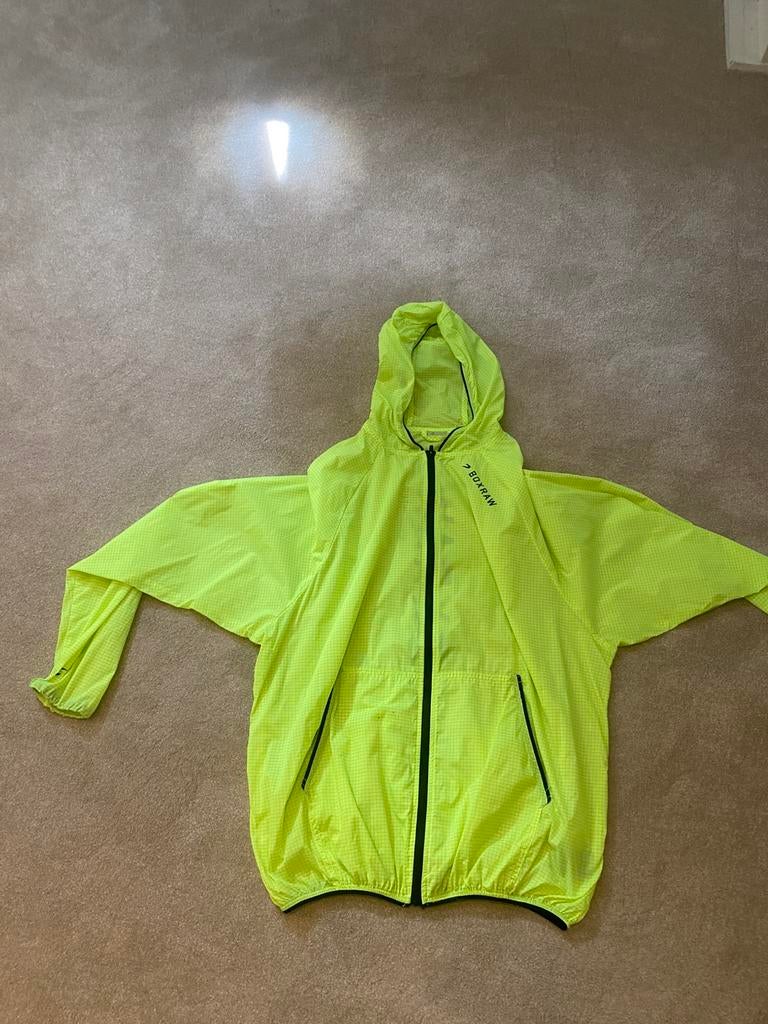 Boxraw lichtgewicht regenjas / windbreaker – neon geel (s), Ophalen of Verzenden, Zo goed als nieuw