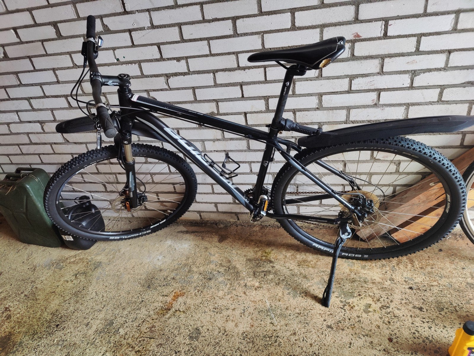 Zwarte Mountainbike met Schijfremmen en Spatborden, Fietsen en Brommers, Ophalen, Gebruikt, Hardtail, Heren