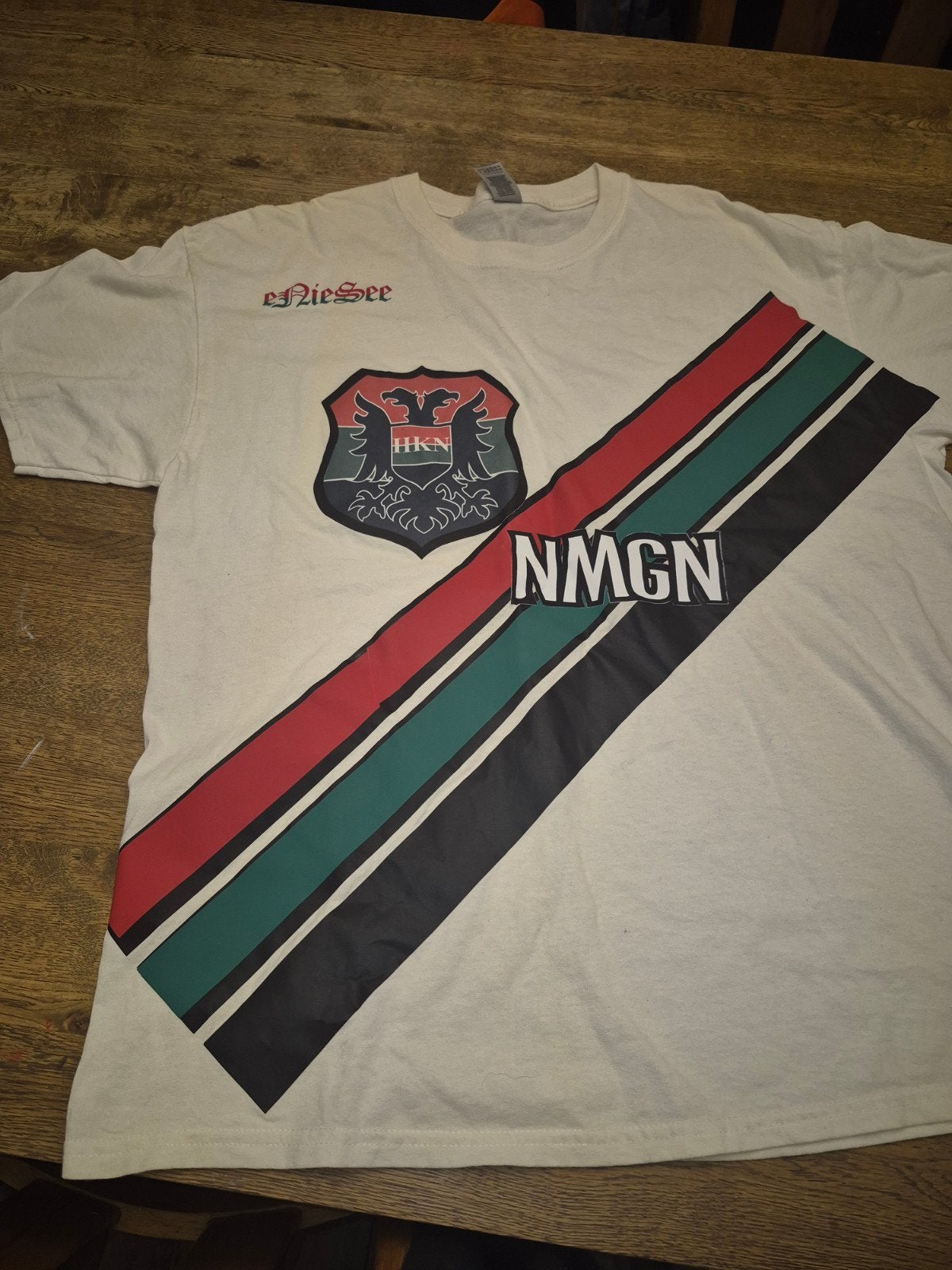 Wit T-shirt met HKN en NMNG opdruk - Maat XL, Kleding | Heren, T-shirts, Ophalen of Verzenden