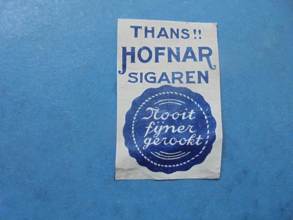 Oud lucifermerk sigarenmerk HOFNAR uit Valkenswaard, Ophalen of Verzenden, Zo goed als nieuw, Luciferdoosjes of -merken
