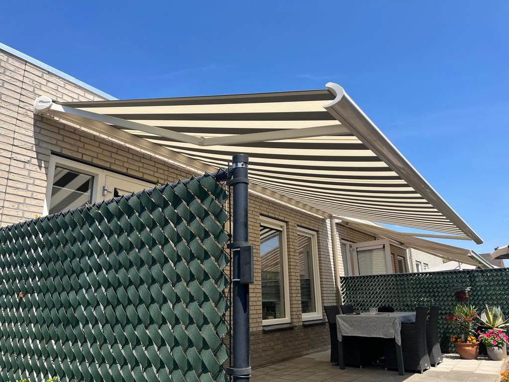 Knikarm zonnescherm NIEUW!!, Tuin en Terras, Ophalen, Gebruikt, 450 cm of meer, 150 tot 300 cm