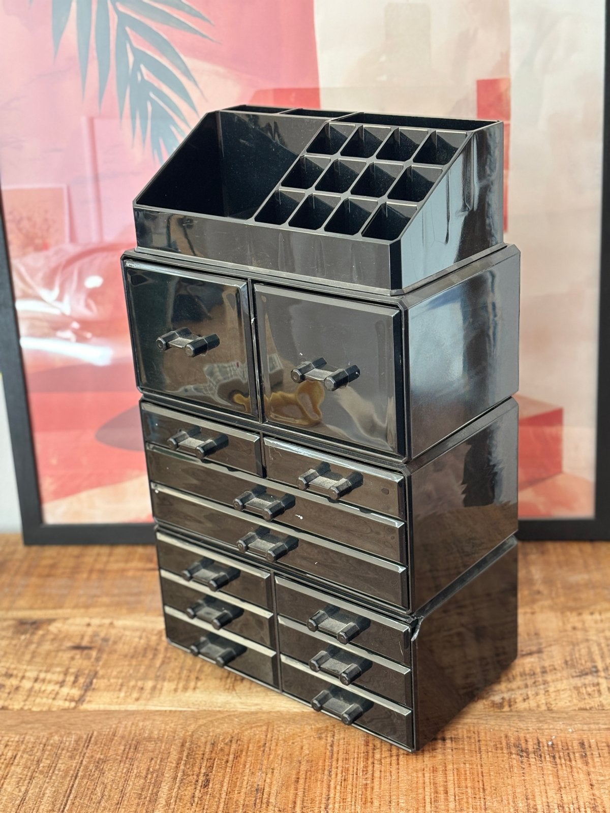 Zwarte make-up organizer met lades voor meidenkamer, Ophalen, Gebruikt, Gehele gezicht, Zwart