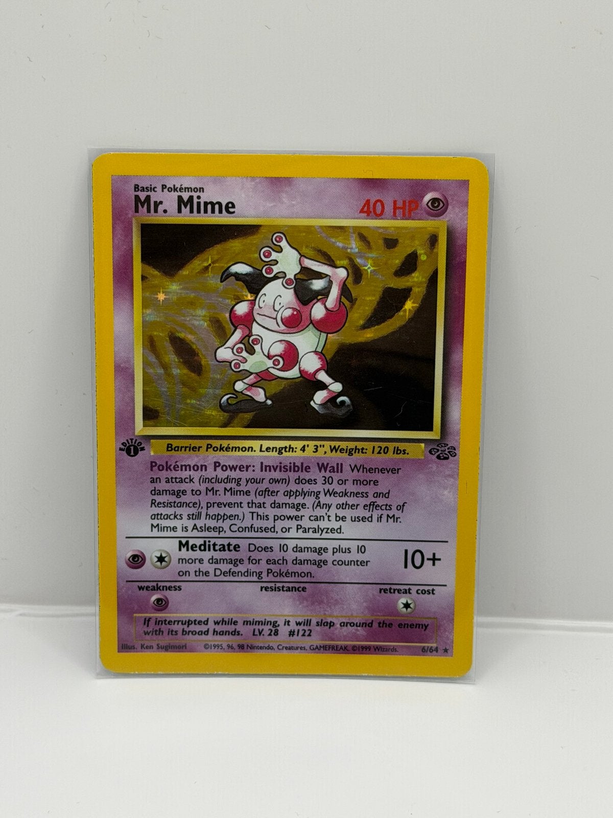 Mr. Mime 1st edition holo jungle set, Ophalen of Verzenden, Gebruikt, Losse kaart