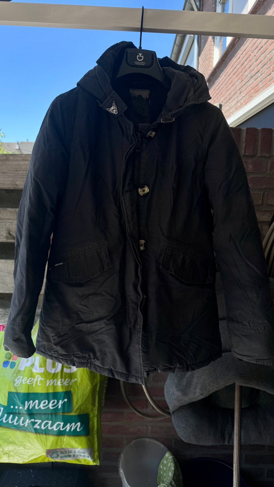 Donkerblauwe airforce jas winter maat xs, Kleding | Heren, Ophalen of Verzenden, Gedragen, Maat 46 (S) of kleiner, Blauw
