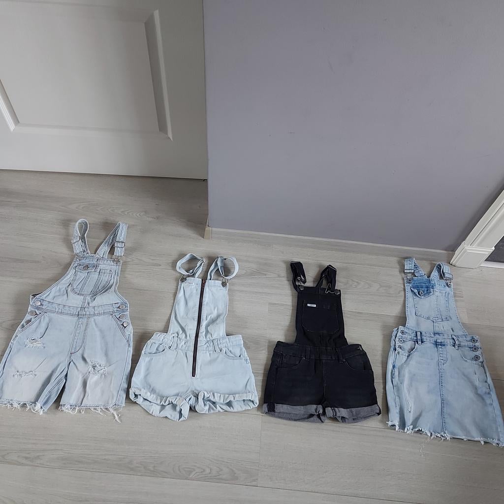 4 korte meisjes spijker tuinbroeken maat 134/140/146 oa WE, Ophalen of Verzenden, Meisje, Broek
