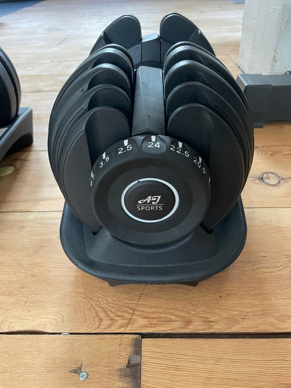 2 Verstelbare Dumbbells AJ Sports 2,5-24 kg, Sport en Fitness, Fitnessmaterialen, Ophalen, Zo goed als nieuw, Armen, Dumbbell