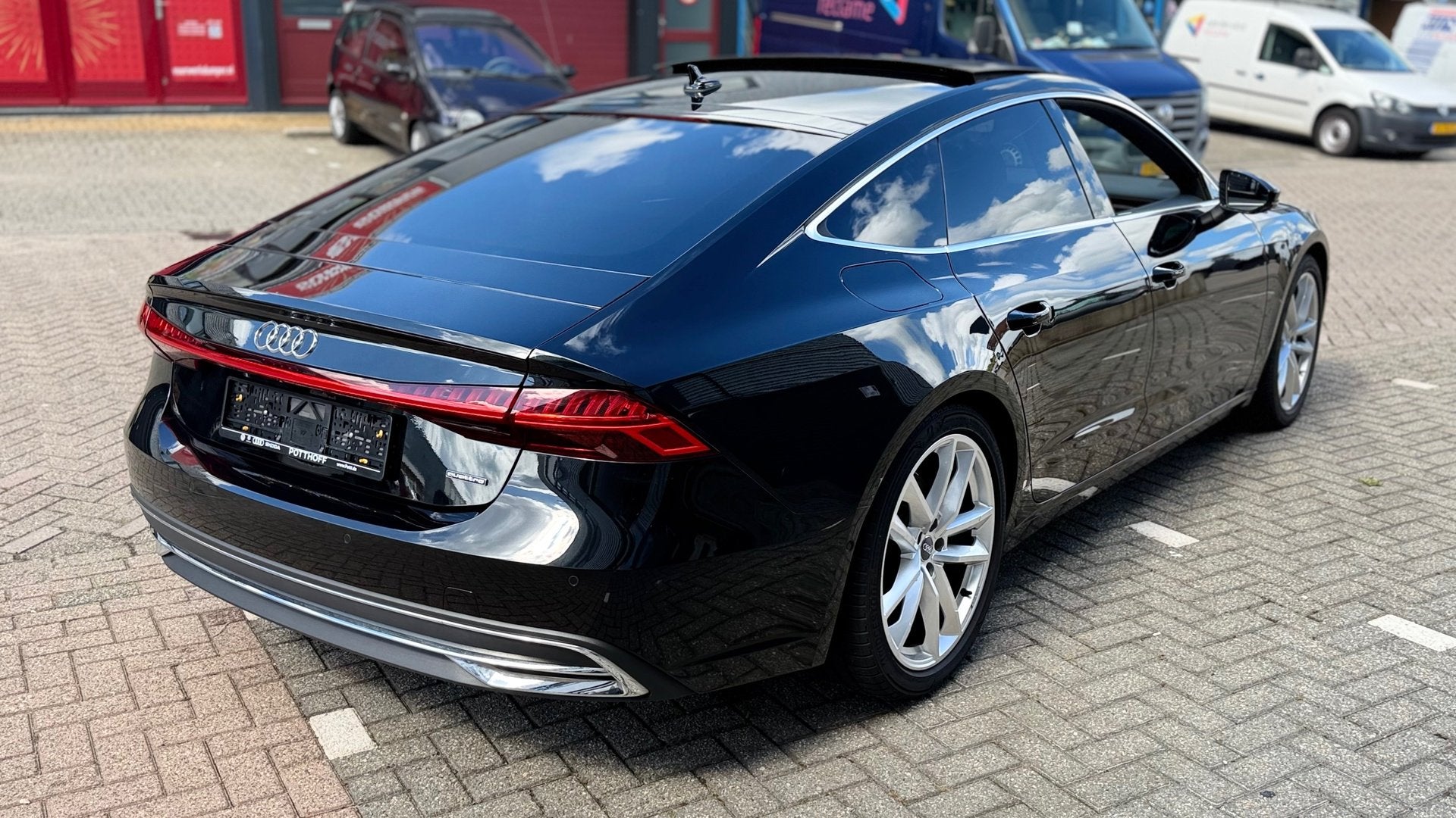 Audi A7 50 TFSI e quattro S edition,360 CameraAutomaat,Pano,, Auto's, Dealer onderhouden, 77 km/l, Gebruikt, Zwart