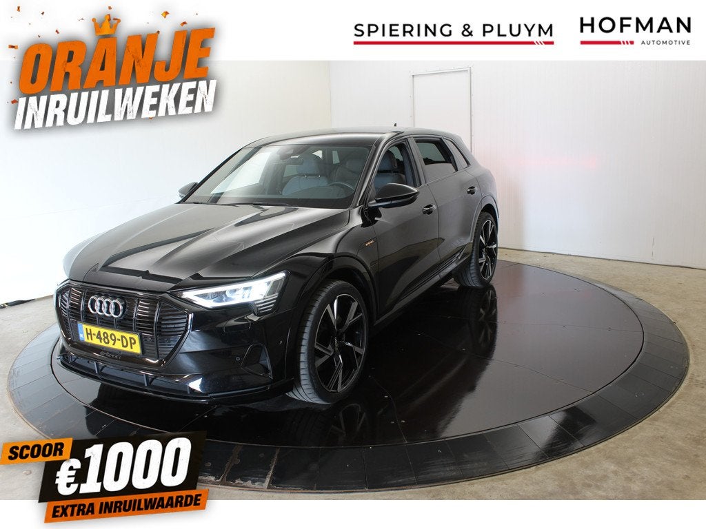 Audi e-tron 55 quattro S-line adv 95 kWh 408 Pk SOH 100% Cam, Automaat, 131 €/maand, Zwart, 95 kWh