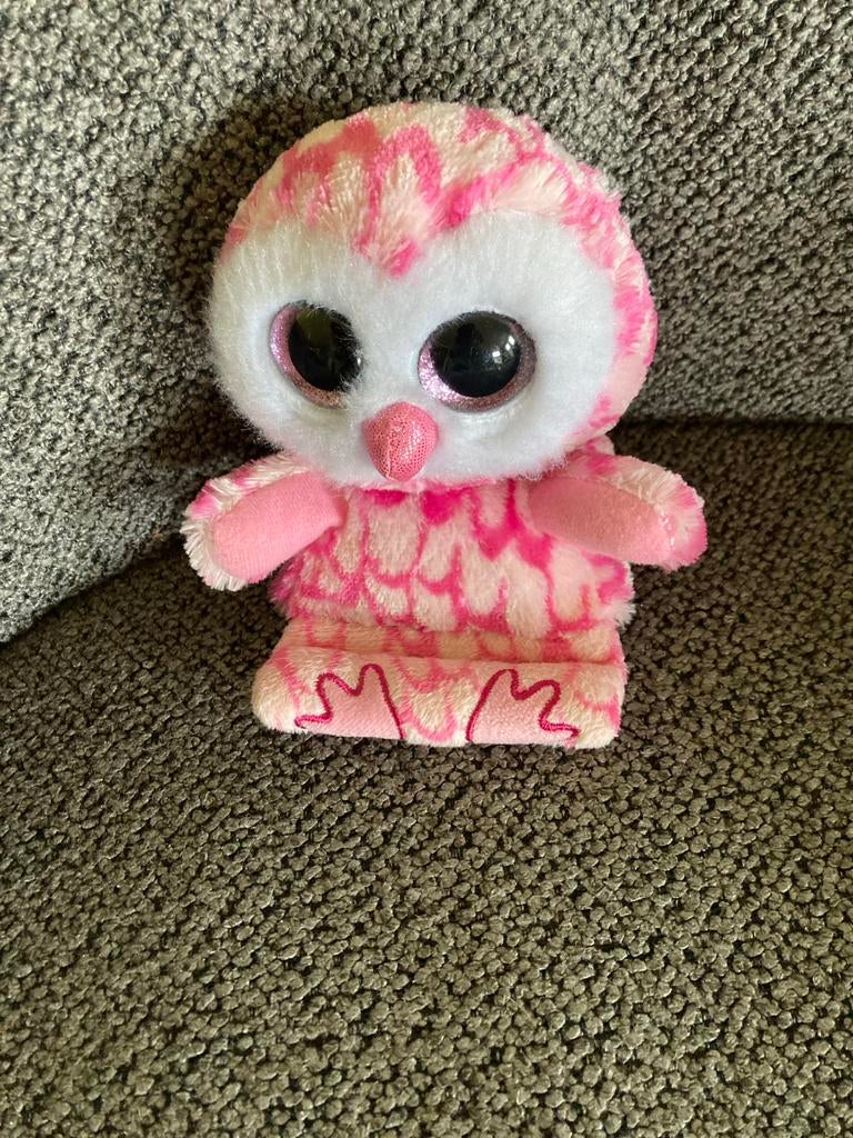 Roze Ty Beanie Boo Uil Knuffel - Grote Glitters Ogen, Overige karakters, Overige typen, Ophalen of Verzenden, Zo goed als nieuw