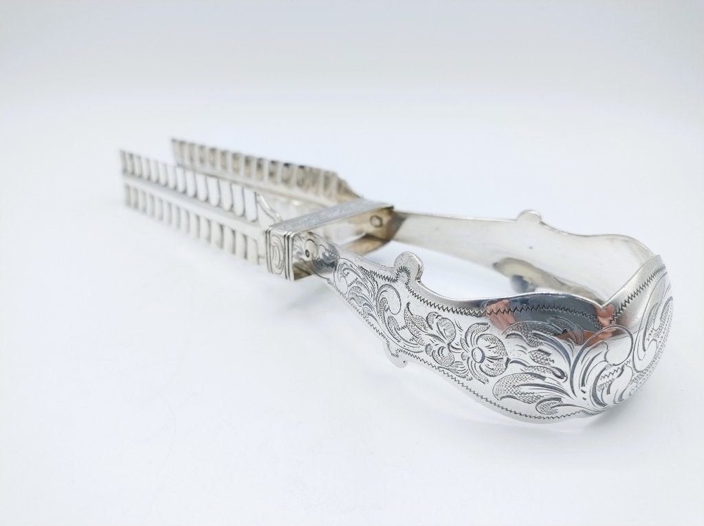 Zilveren aspergetang, Fa. J.M. van Kempen, Voorschoten, 1859, Antiek en Kunst, Verzenden, Zilver