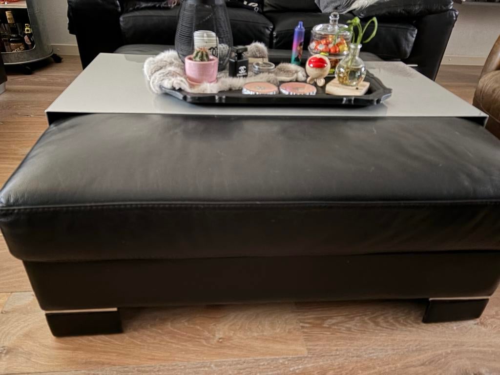 Leren salontafel 100x100 cm, Huis en Inrichting, Tafels | Salontafels, Overige materialen, Gebruikt, Vierkant, Minder dan 50 cm