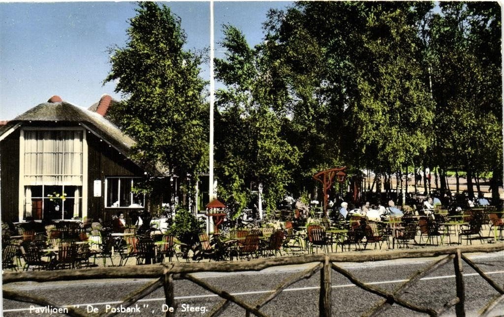 Paviljoen De Posbank, De Steeg. - terras - 1962 - ongelopen, Ophalen of Verzenden, 1960 tot 1980, Ongelopen, Gelderland