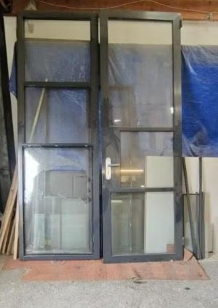 Stalen buitendeur met usol.glas 185x285, Ophalen, Gebruikt, Buitendeur, Glas