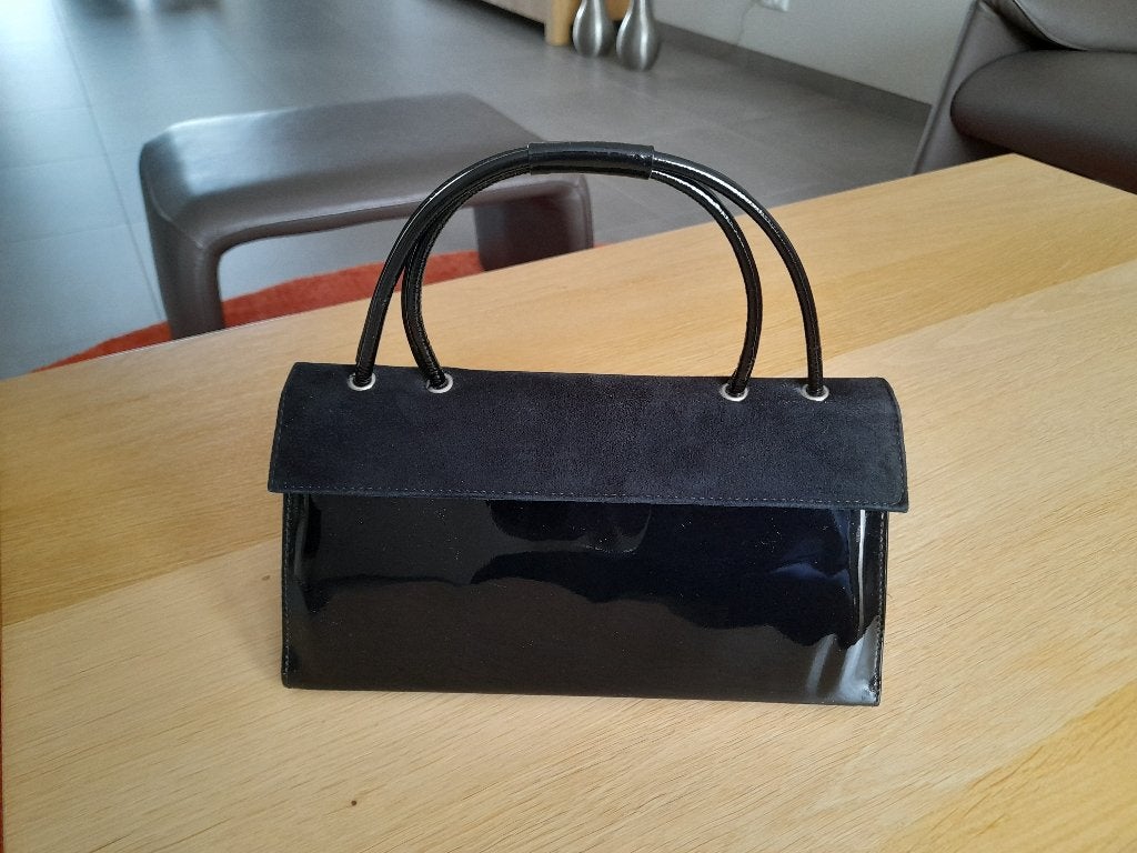Zwarte lak handtas, Sieraden, Tassen en Uiterlijk, Tassen | Damestassen, Ophalen of Verzenden, Zo goed als nieuw, Zwart, Handtas