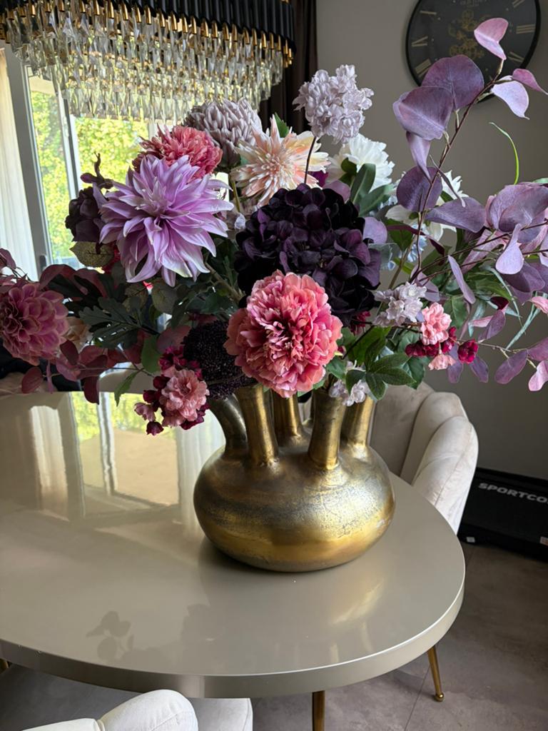 Toetervaas inclusief kunstbloemen, Huis en Inrichting, Woonaccessoires | Kunstplanten en Kunstbloemen, Ophalen, Zo goed als nieuw