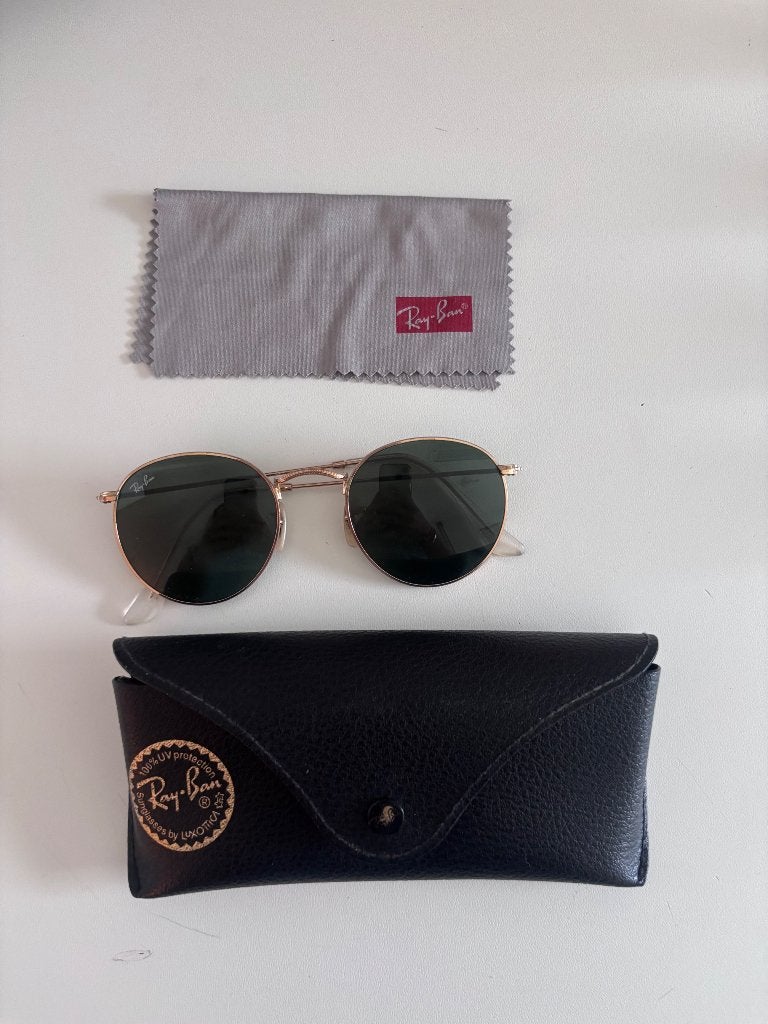 ROUND METAL GOLD Rayban, Zonnebril, Overige kleuren, Verzenden, Zo goed als nieuw