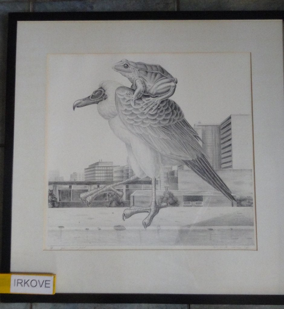GESIGNEERDE ETS * WANKEL EVENWICHT * Gier en Pad *, 63 cm, Met tekst, Flora en Fauna, 1950 - 1999