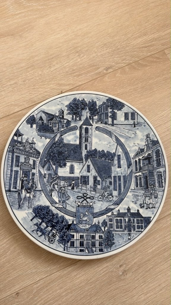 Delfts Blauw Wandbord “Velsen” – Serie Kennemerland, Antiek en Kunst, Ophalen of Verzenden