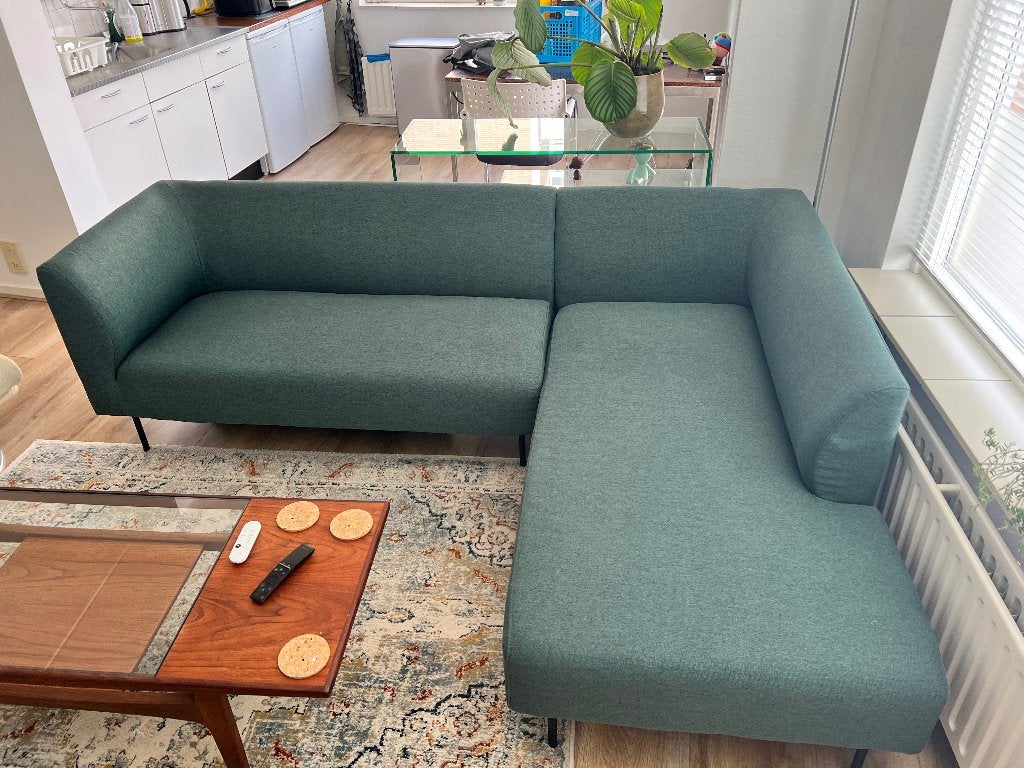 Nette groene bank Jysk, Ophalen, Hoekbank, Driepersoons, 75 tot 100 cm