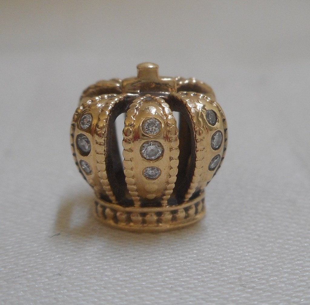Pandora 14 K Gouden Bedel met Diamant Majestic Crown nr.276, Verzenden, Pandora, Zo goed als nieuw, 1 bedel