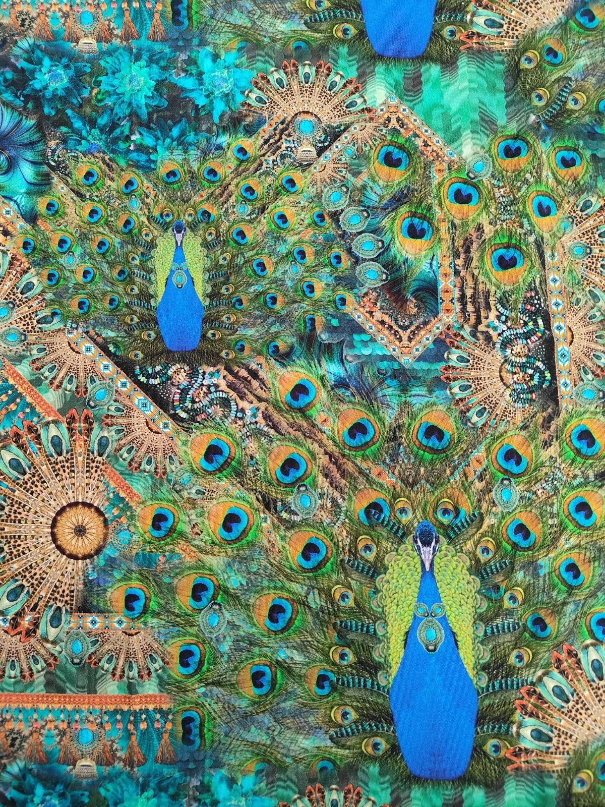 french Terry Peacock, 120 cm of meer, Nieuw, Ophalen of Verzenden, Katoen