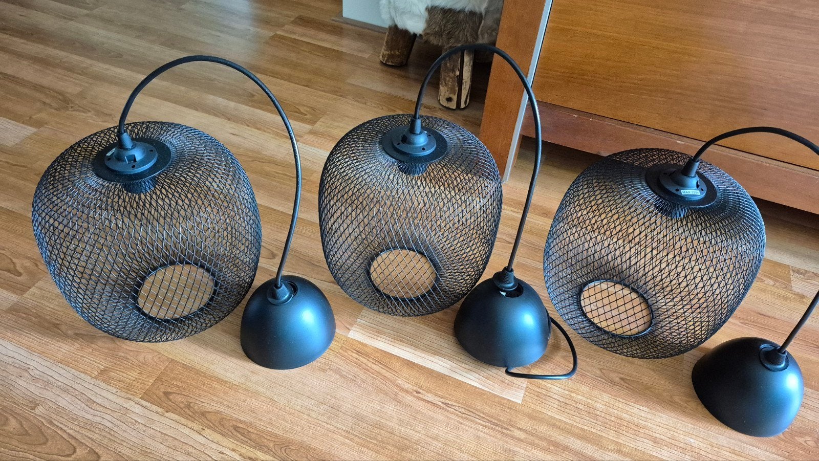 3x IKEA LUFTMASSA hanglampen met HAVSDJUP pendels, Ophalen, Modern, Industrieel, E27 (groot), Zo goed als nieuw