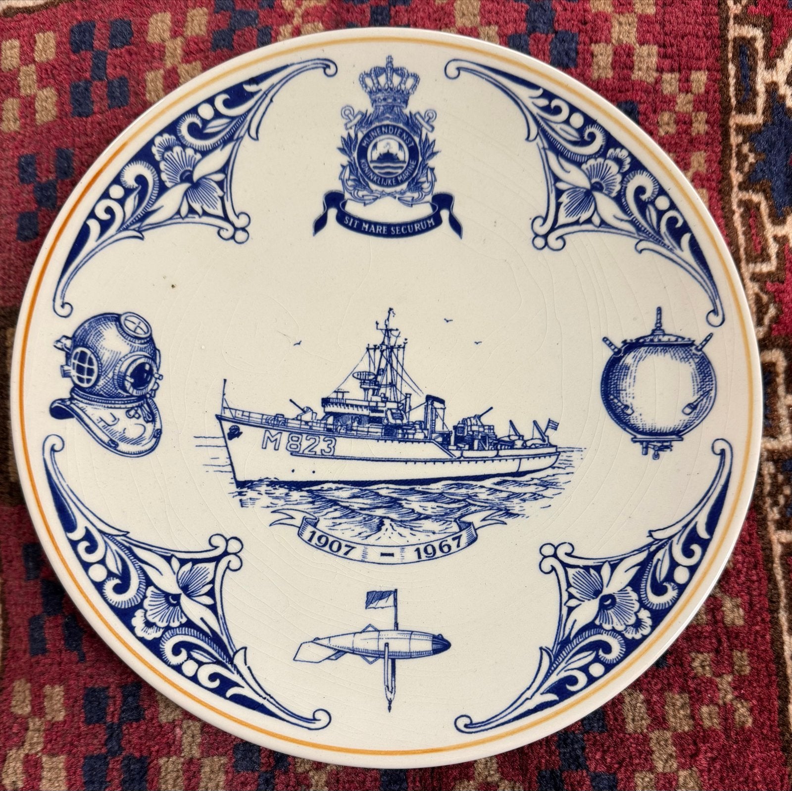 Delfts Blauw Gedenkbord Koninklijke Marine Mijnenveger, Ophalen of Verzenden