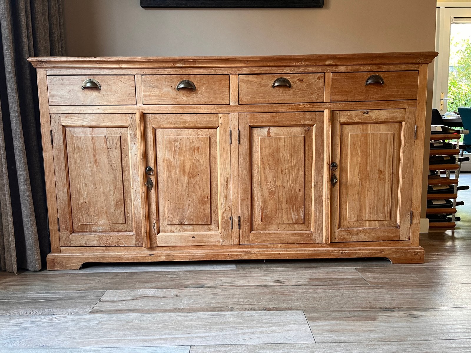 Teakhouten dressoir, Huis en Inrichting, Kasten | Dressoirs, Ophalen, Gebruikt, Met deur(en), Teakhout