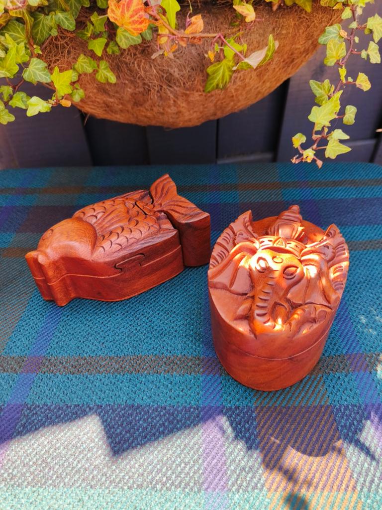Twee mooie houten puzzel doosjes/opbergdoosje, Ophalen of Verzenden, ?, ?, ?