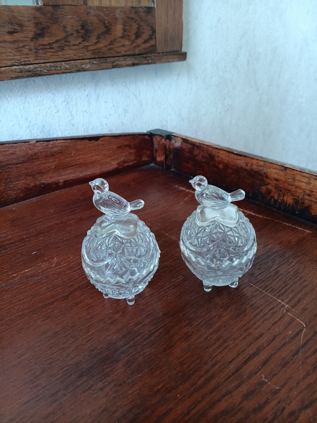Twee ( set) glazen eierdopjes, Ophalen of Verzenden