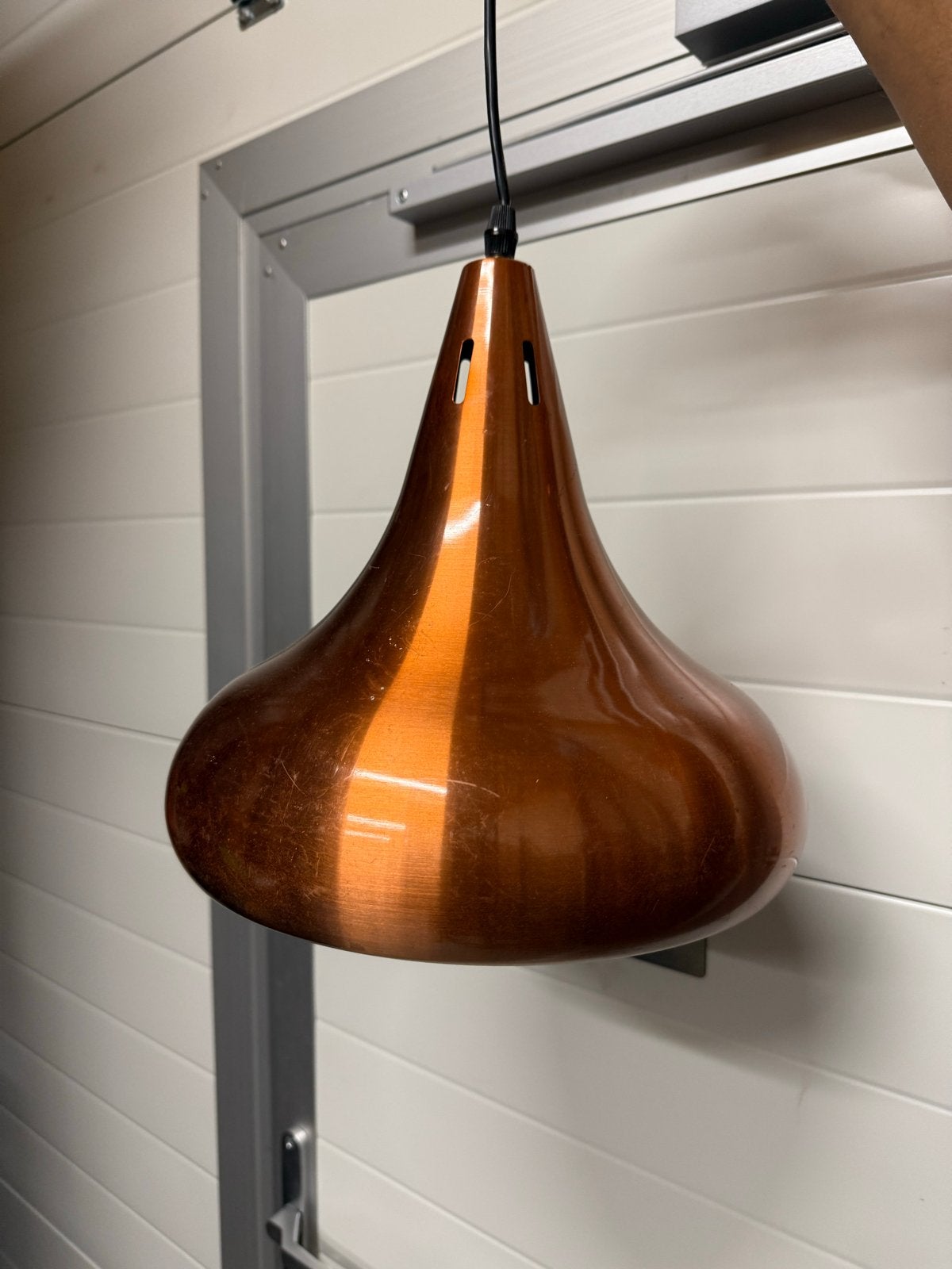 Koperkleurige hanglamp - Pooltafel lamp, Ophalen, Gebruikt, Metaal, E27 (groot)