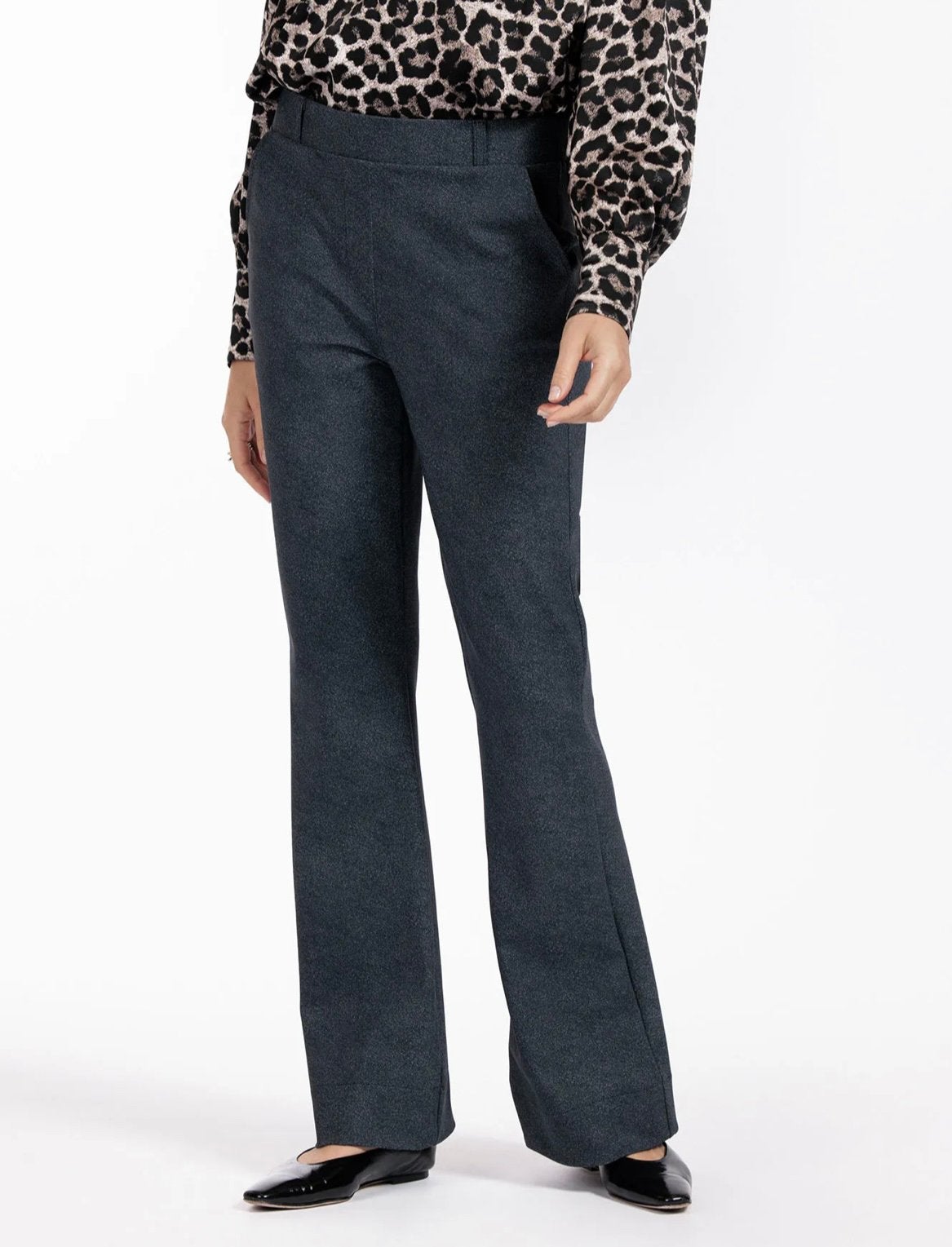 Studio Anneloes flared bonded broek denim black travel XL, Zwart, Maat 46/48 (XL) of groter, Ophalen of Verzenden, Zo goed als nieuw