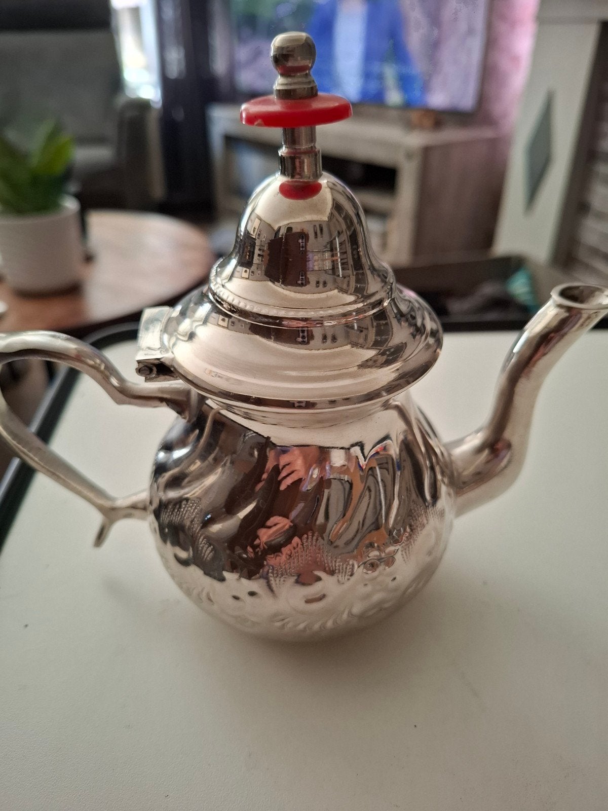 verzilverd theepotje, Antiek en Kunst, Curiosa en Brocante, Ophalen of Verzenden