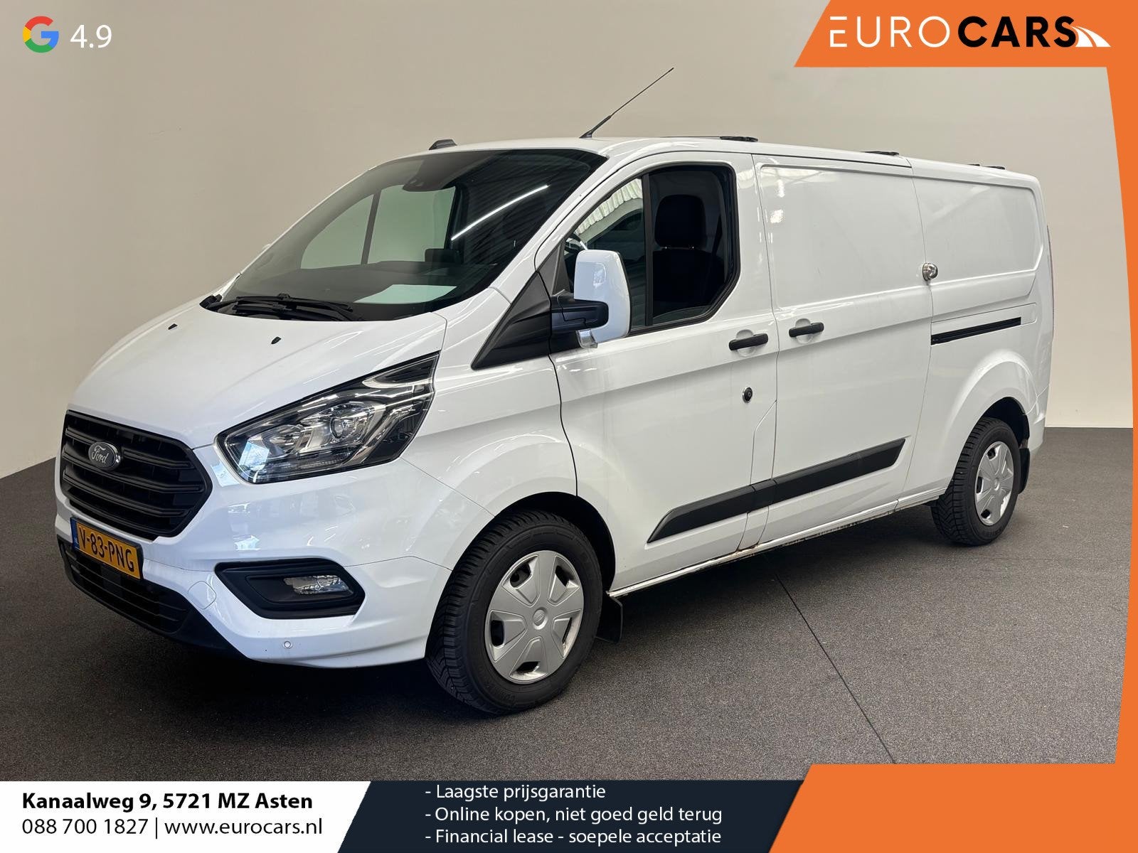 Ford Transit Custom 320 2.0 TDCI L2H1 Trend Airco Cruise Con, Auto's, Stof, 4 cilinders, 129 pk, Wit