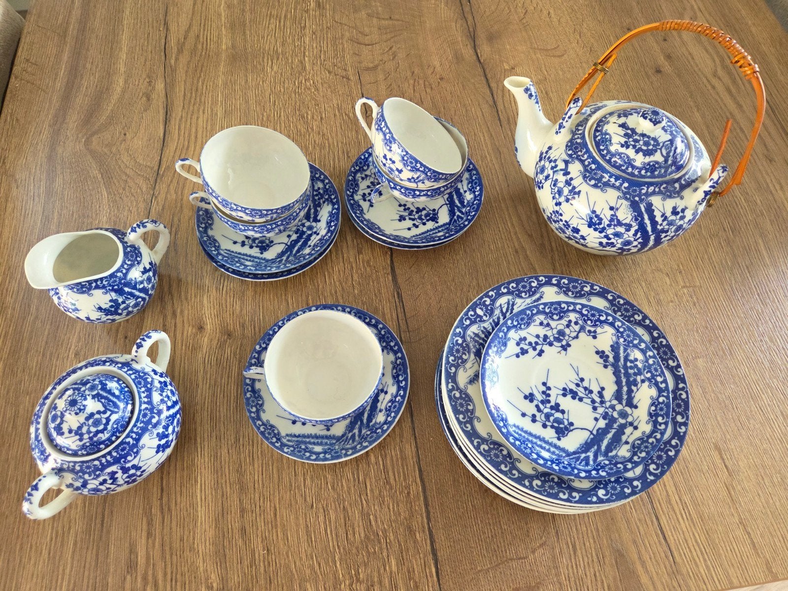 Prachtig Chinees Porseleinen Theeservies - Blauw/Wit, Antiek en Kunst, Antiek | Porselein, Ophalen