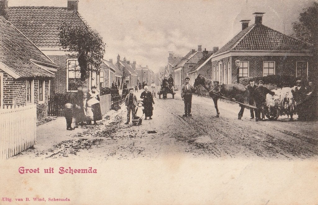 Scheemda, Groet uit. Gemeente Oldambt, Verzenden, Voor 1920, Gelopen, Groningen