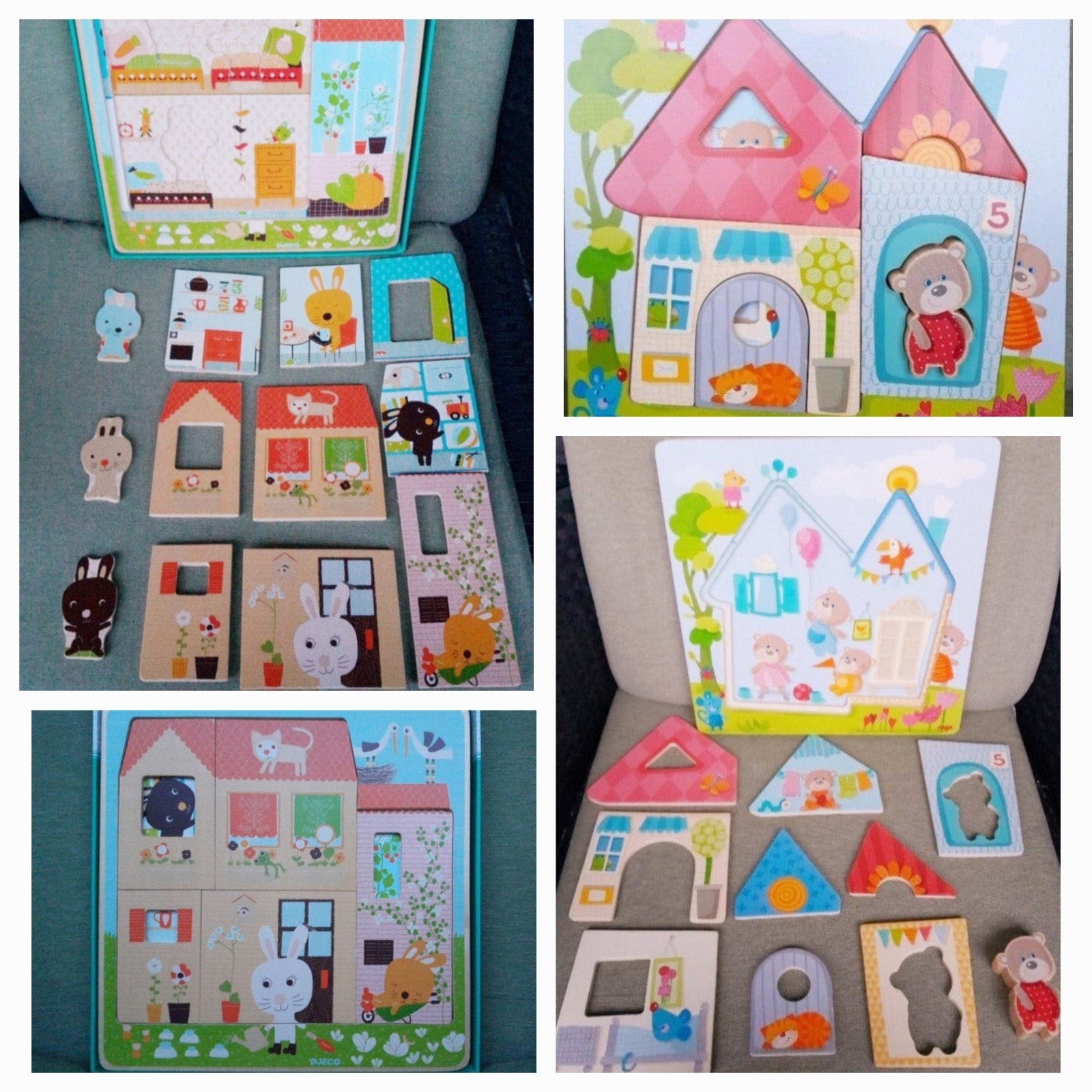 Houten laagjes puzzels 2 lagen puzzel 2x in 1-koop, Ophalen of Verzenden, Zo goed als nieuw, Puzzelen