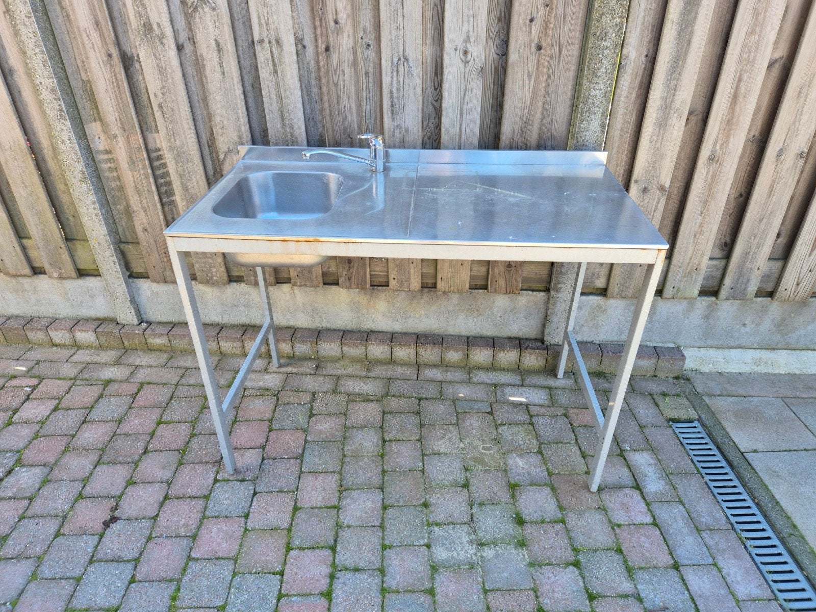 RVS spoelbak met kraan en werkblad, Ideaal buitenkeuken, Ophalen, Gebruikt