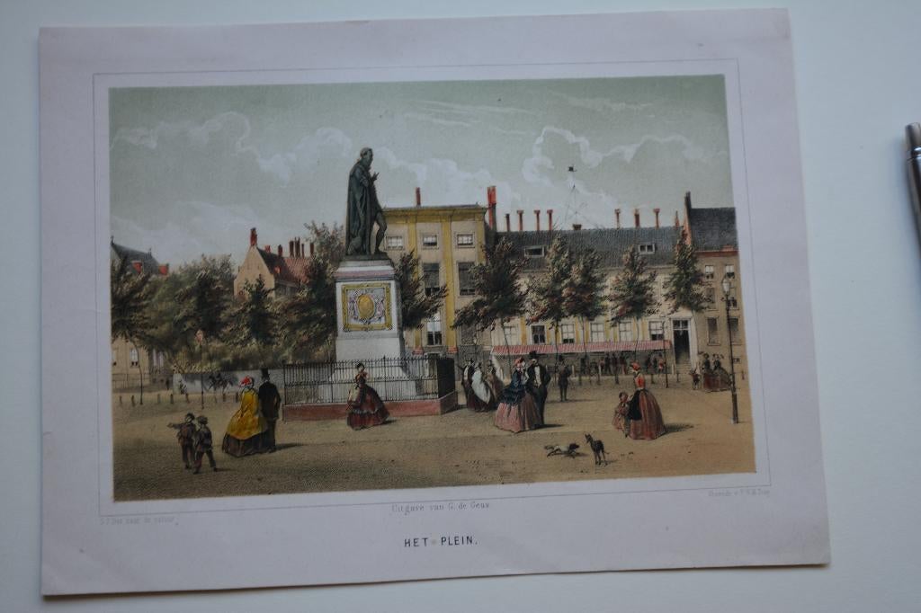 DEN HAAG HET PLEIN ORIGINELE LITHO P.W.M. TRAP ANNO 1860 E94, Verzenden