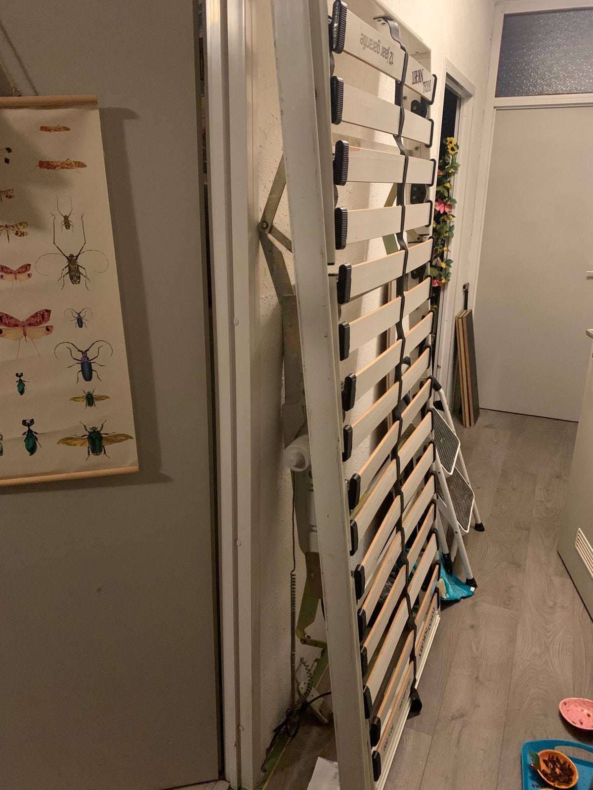 Verstelbare lattenbodem 90x200 cm, Ophalen, 90 cm, Eenpersoons, Wit