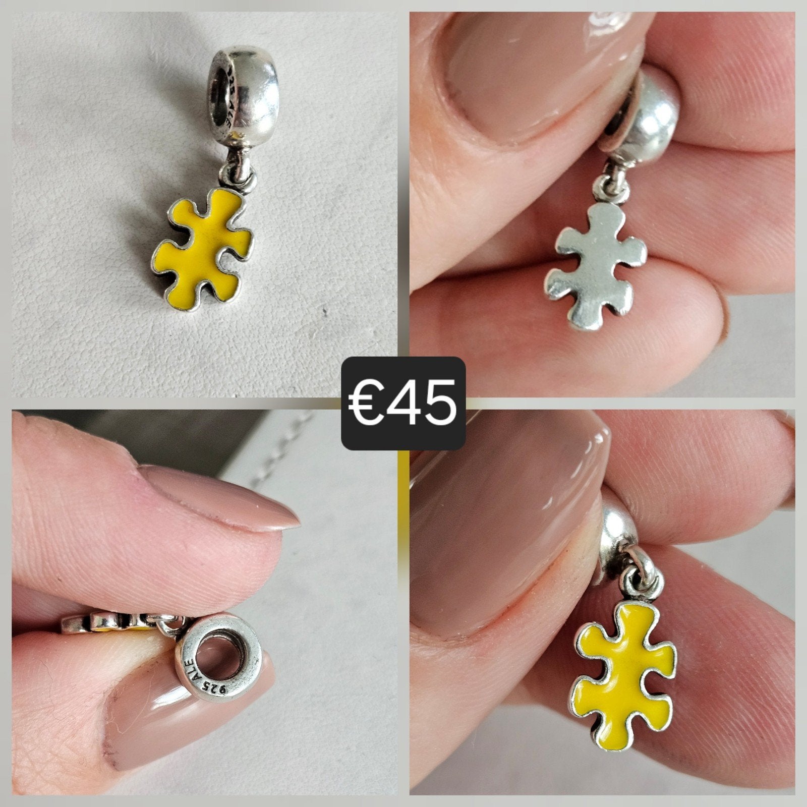 Pandora puzzelstukje geel (zeldzaam), Sieraden, Tassen en Uiterlijk, Oorbellen, Ophalen of Verzenden, Zo goed als nieuw, Geel
