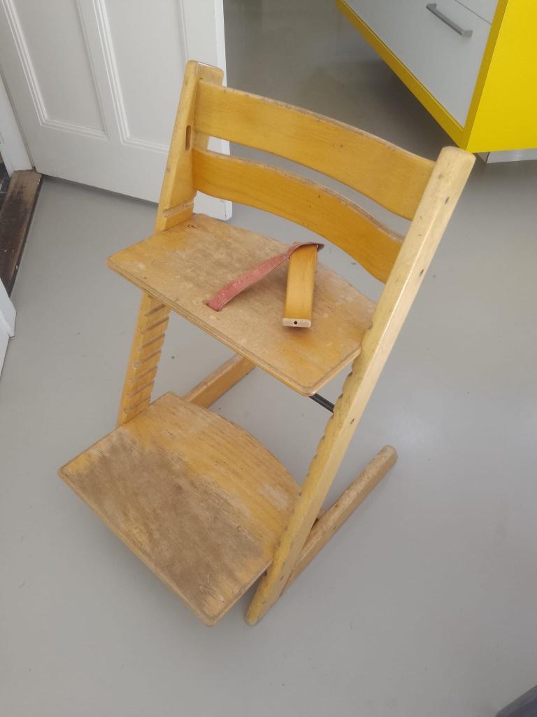 Stokke trip trap stoel met baby steun, Ophalen, Gebruikt, Meegroeistoel, Aanschuifbaar