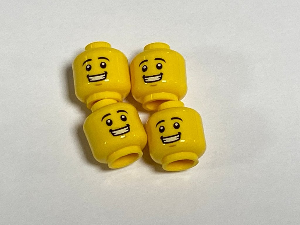Partij Lego 4x nieuwe geel hoofd met grote lach en tanden