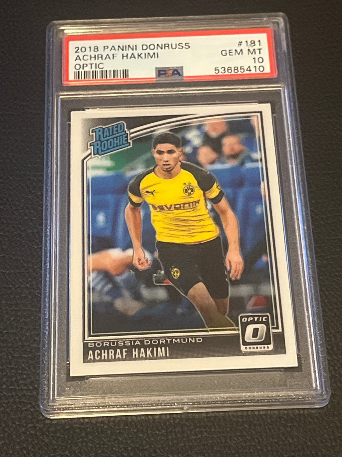 PSA 10 Achraf Hakimi #181 2018 Panini Donruss Optic Rookie, Verzamelen, Sportartikelen en Voetbal, Ophalen of Verzenden, Nieuw