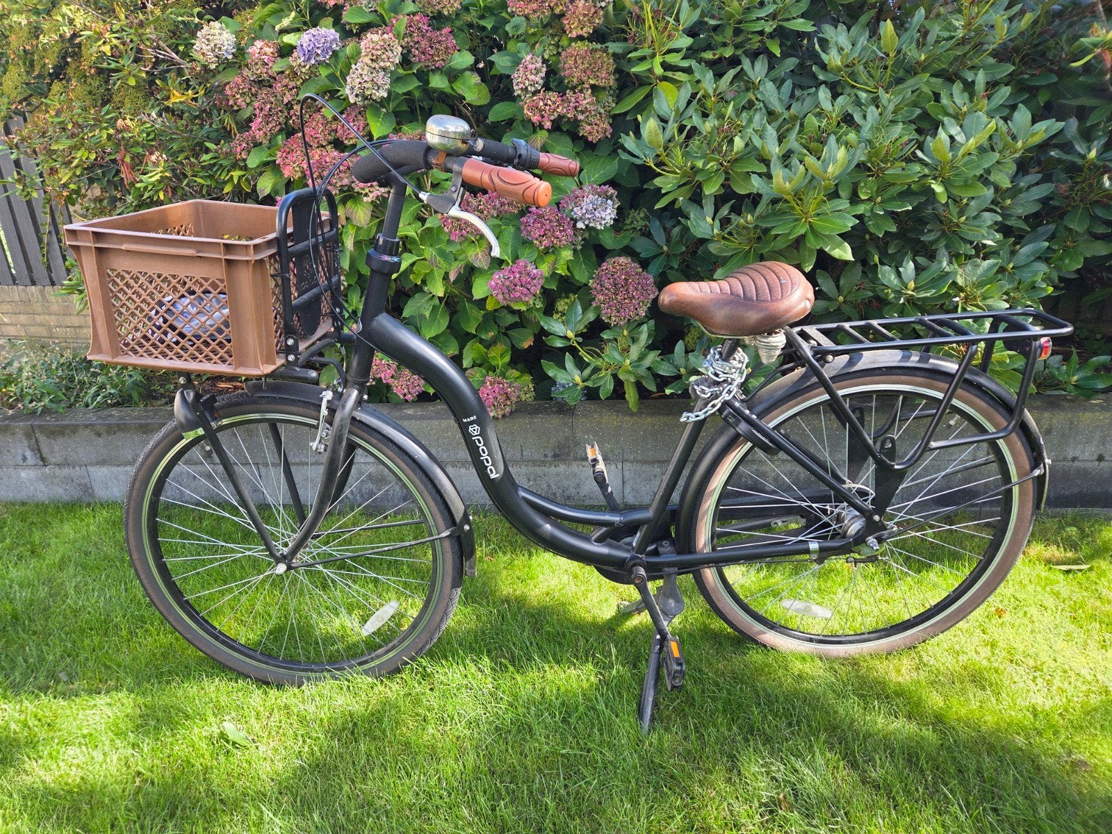 Popal Mare Damesfiets 28 inch - Zwart met bruine accenten, Fietsen en Brommers, Fietsen | Dames | Damesfietsen, Velgrem, Versnellingen