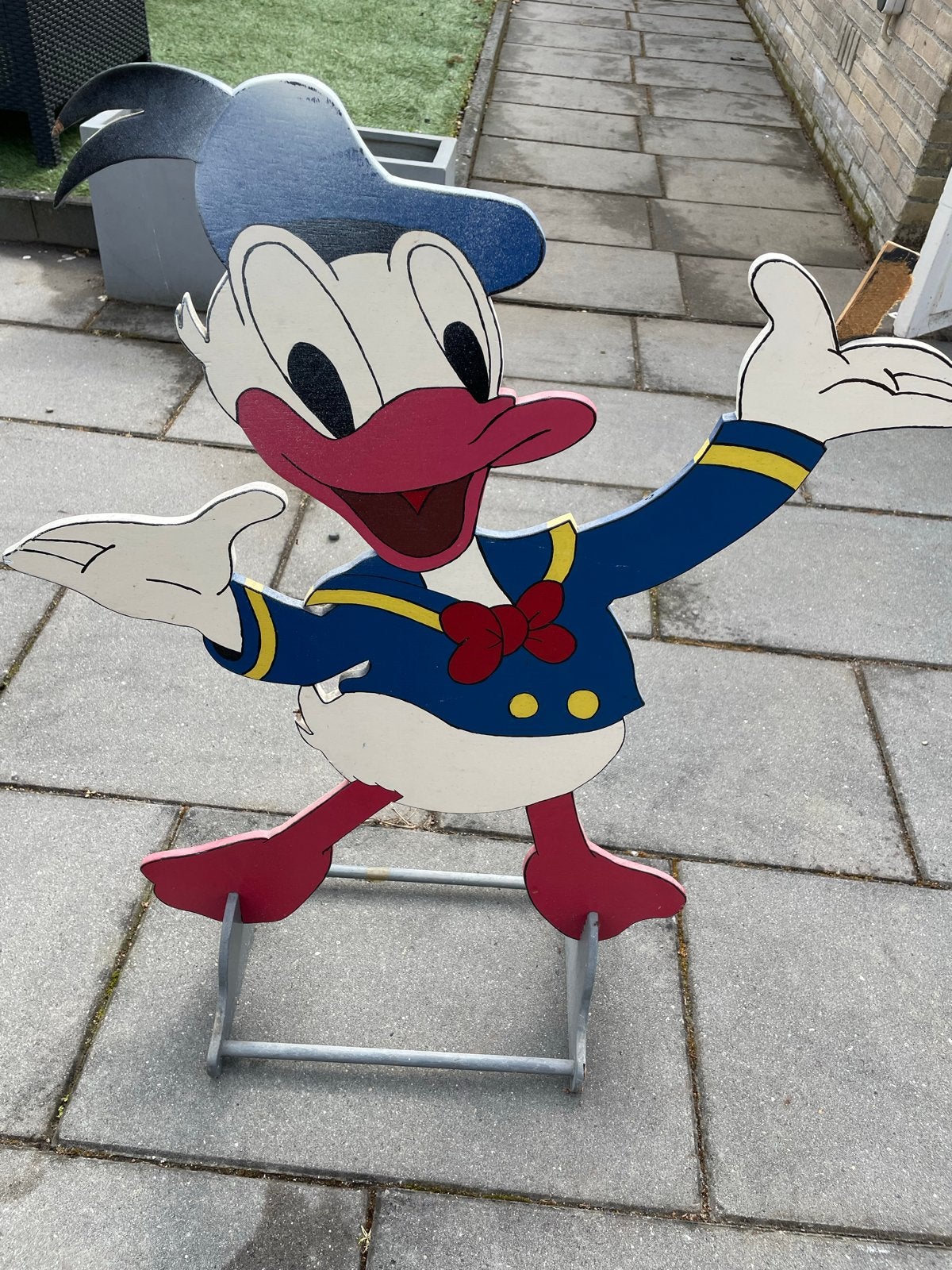 Grote houten Donald Duck decoratiefiguur, Ophalen, Gebruikt