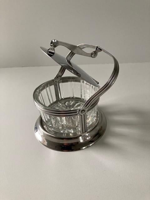 BROCANTE jampothouder persglas met gravering, Antiek en Kunst, Ophalen of Verzenden