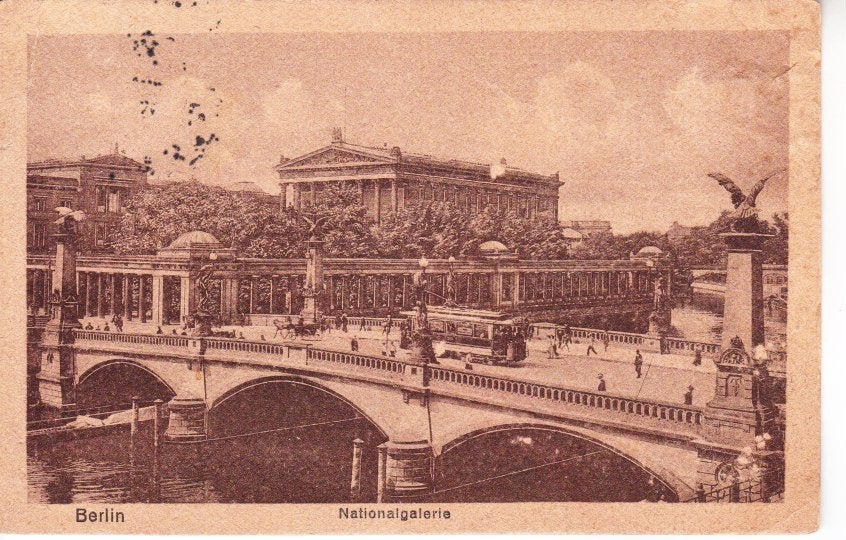 Berlijn: Nationalgalerie met Tram. 01-09, Ophalen of Verzenden, Voor 1920, Gelopen, Duitsland